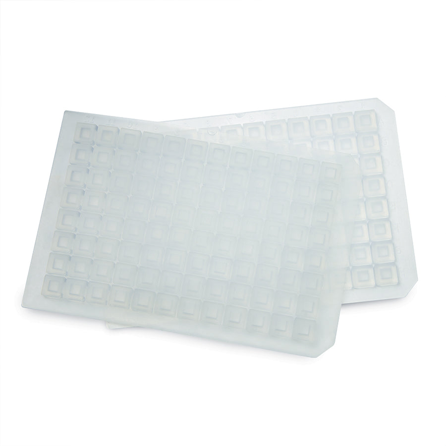 Square-well sealing mats for 96-well plates, Clear, Spray coated PTFE/Silicone, 5/pk