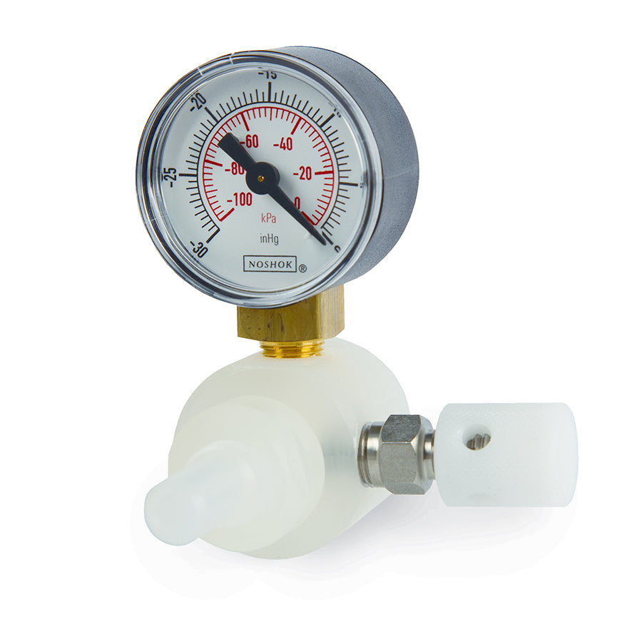 Vacuum gauge and bleed valve for Resprep QR manifolds