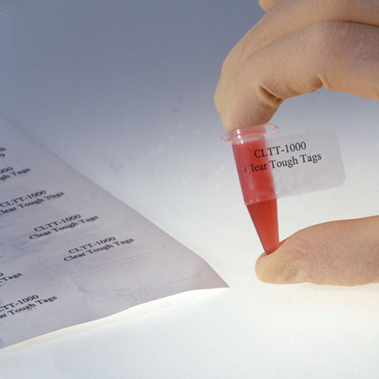 Tough-Tags, Clear Labels For 0.5 mL Tubes, 1.05 Inch x 0.5 In, 96/Sheet, 1920/Box