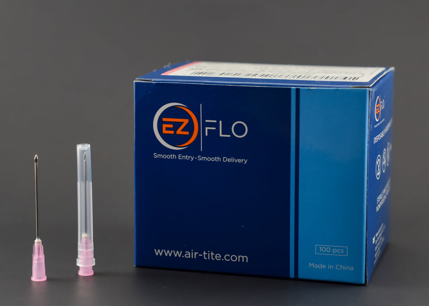 EZ FLO Hypodermic Needles, 18 Gauge x 1 1/2", Sterile, Polypropylene Hub, for Laboratory Use, 100/pk