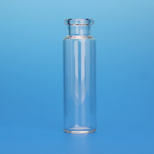 Vial, Headspace, 20mL, 23X75mm Long Neck, Beveled Bottom, Clear Glass, 20mm Flat Top Crimp, For CTC  Pal & Perkin Elmer, 10 Pkgs. Of 100 (Case Of 1000)