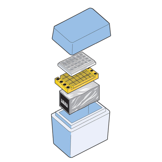 Coolsafe System For 0.2 mL Tubes Or Plates, Aluminum.  Holds 96 0.2 mL Tubes, Four 1.5 mL Tubes, and Six 0.5 mL Tubes.