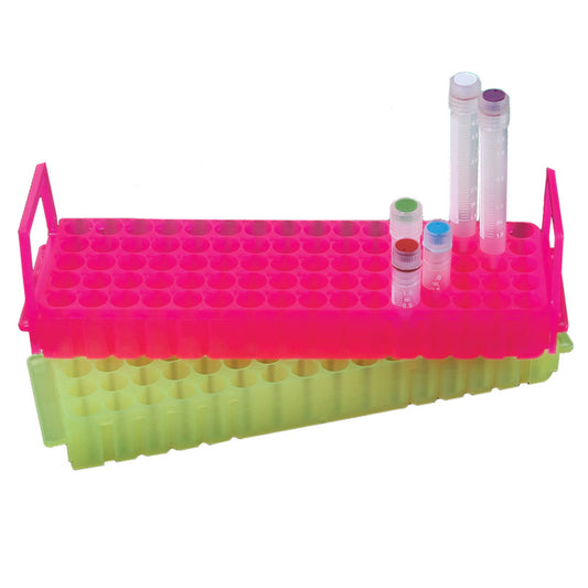 Polypropylene Reversible 80 Place Rack, Mixed Neon Colors, 9 1/8 In L x 2 13/16 In, W x 2 1/2 In H, 5/Pack