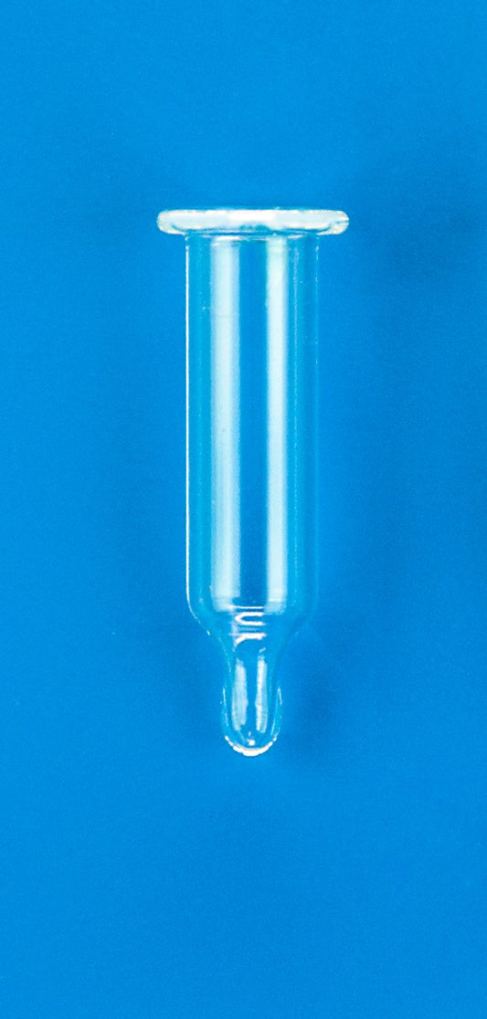 250μL Glass Conical Insert, 6x25 mm, Precision-Formed Mandrel Interior, with Glass Flange for Versa Vial ™