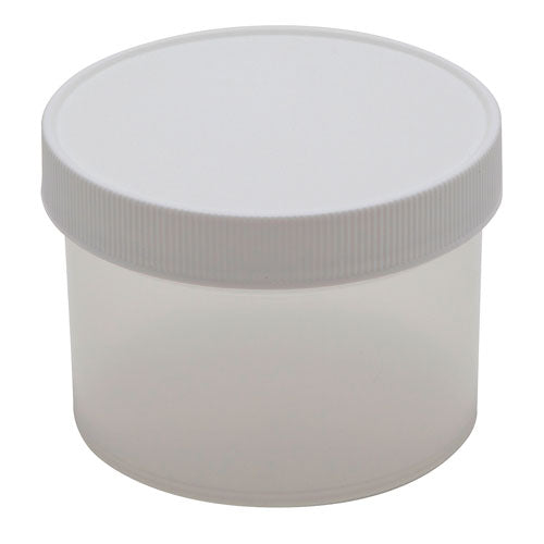 Straight Side Jar, 8oz. 250 mL, 89 mm, Natural PP, Linerless White PP Screw Cap, 36/pk