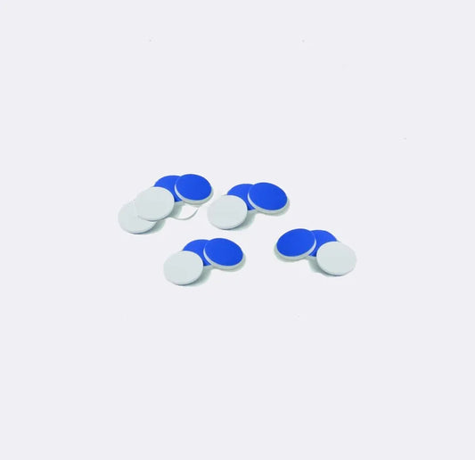 Septa, 18 mm x 0.060" Dark Blue PTFE/Silicone, 100/pk