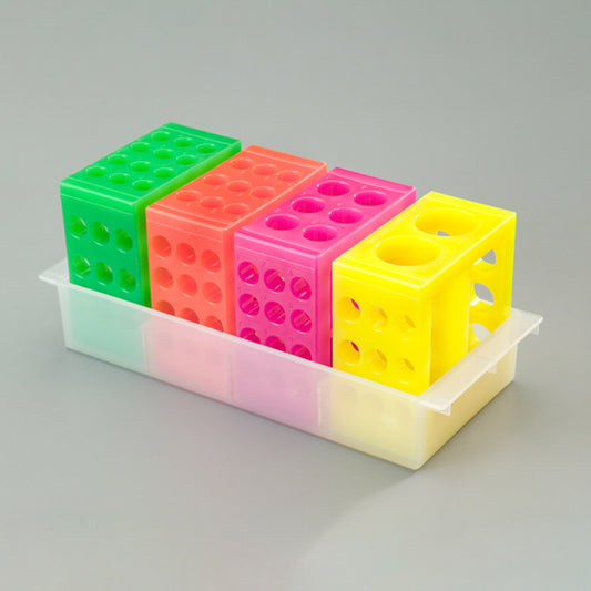 Totally Tubular System, Mixed Neon Colors, One Set of 4 Tube Blocks and One Tray Per Pack