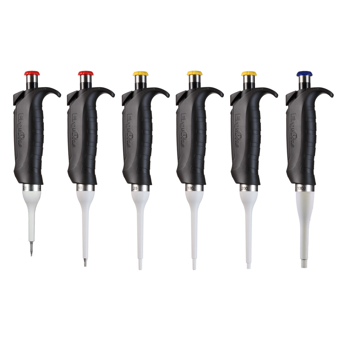 Set of 6 ErgoOne® Single Channel Pipettors, 2.5, 10, 20, 10, 200 and 1000 µL