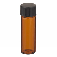 Sample Vial, 4mL, Amber Glass 13-425 Black Phenolic Cap,White Rubber Liner,Lab File