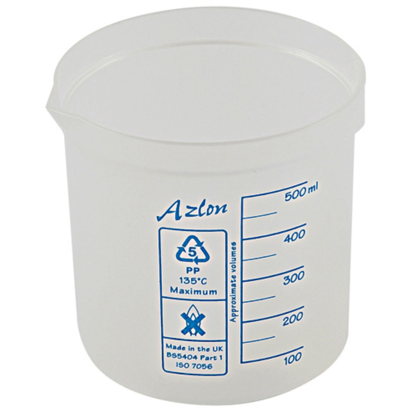 Azlon Square Ratio Beakers, PP, 500 mL, 10/pk
