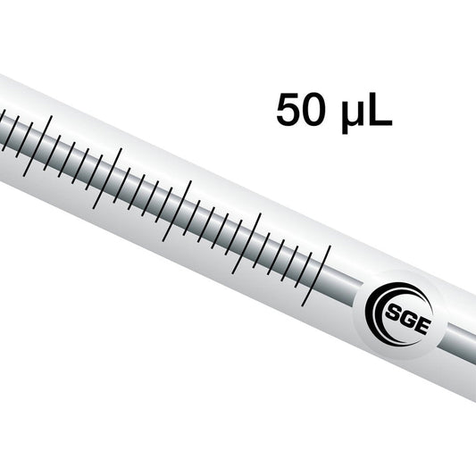 50 µL Fixed Needle Syringe with Gastight Plunger and 50 mm x 0.5 mm OD Bevel Tipped Needle