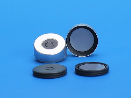 Seal, Aluminum, 20 mm, Silver, with Molded Grey PTFE/Butyl Rubber Septum
