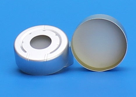 Seal, Pressure Release, 20 mm, Silver Aluminum, with PTFE/Silicone Septum, 100/pk
