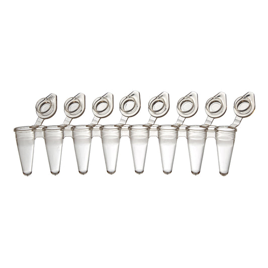 0.1 mL Tempassure PCR Low Profile Flex-Free 8-Tube Strips with Individually Attached, Optically Clear Flat Caps.  120 Strips of Tubes with Caps Per Pack.