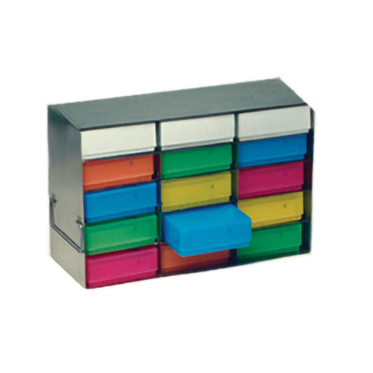 15-Place (3 Long x 5 High) Upright Freezer Rack For 2 In H Boxes, 16 5/16 In L x 5 1/2 In W x 11 In H, Stainless Steel