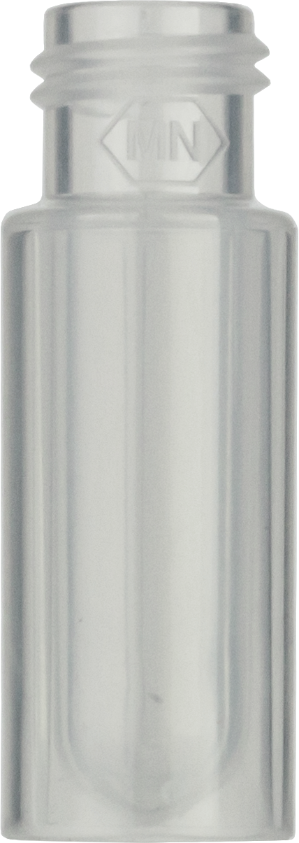 Screw Neck Vial, N 9, 11.6x32.0 mm, 0.7 mL, Round Bottom Insert, Transparent Polypropylene, 100/pk