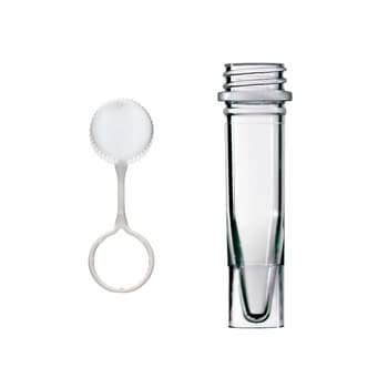 1.5 ml Self-Standing Saf-T-Seal Screw Cap Tube, Conical Interior, Natural PP, Sterile, with White Tethered Cap