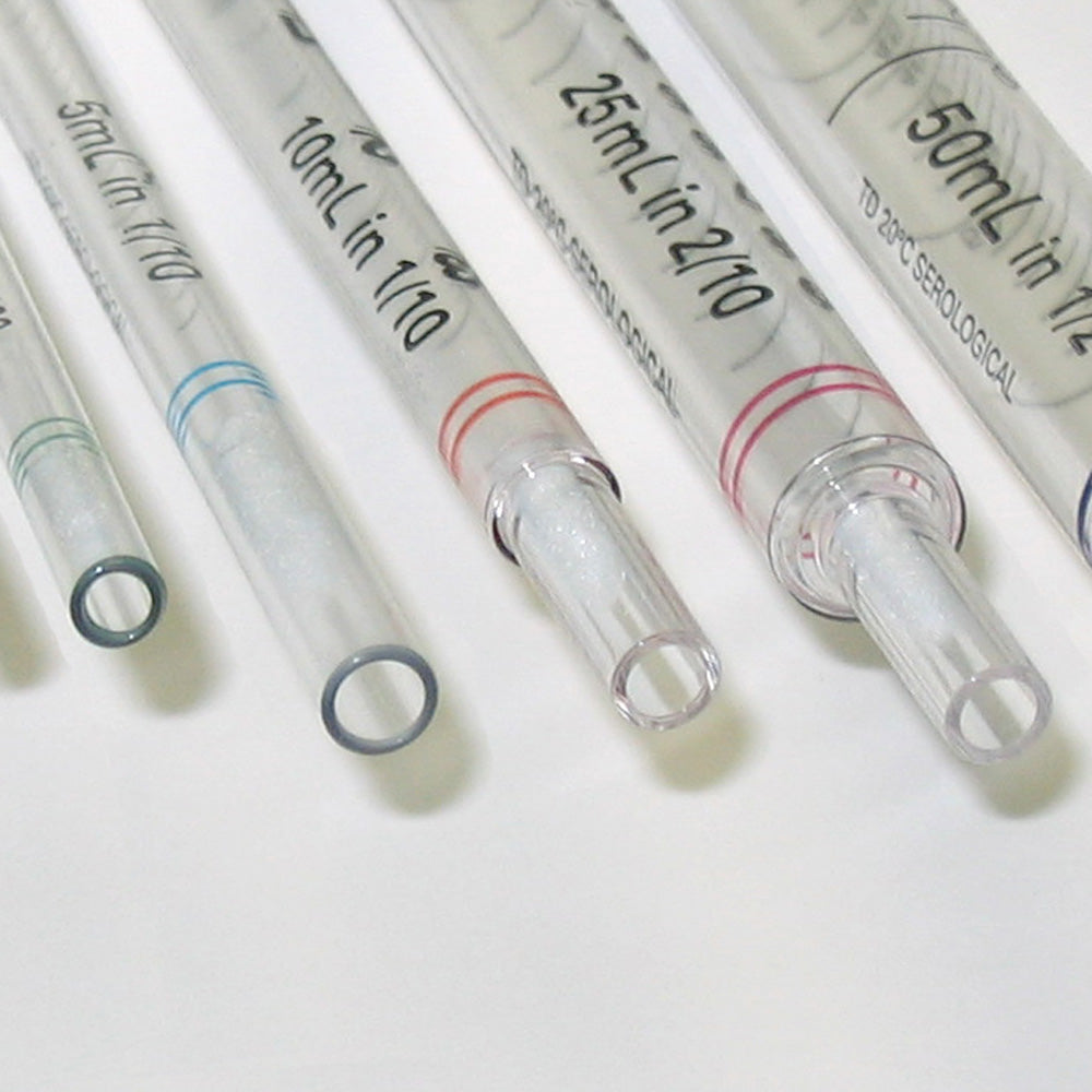 10 mL Serological Pipet, Standard Tip Orifice, 0.1 mL Graduations, Individually Wrapped, Sterile, 50/Sleeve, 200/Case