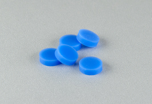 11mm (7/16") Diameter General Purpose Blue Silicone GC Septa, 3mm Thick, Up to 150 Injections, Max Temp 250°C