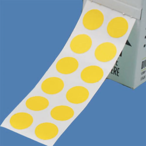Tough-Spots, Large, Yellow Labels For 1.5 mL and 2.0 mL Tubes, 1/2 Inch Diameter, 1000/Roll.  For -196C To +80C.