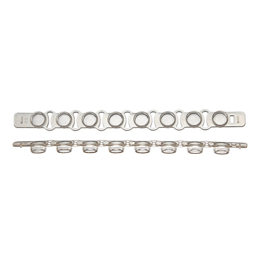 12-Cap Strip For 0.2 mL PCR Tubes and Plates, Optically Clear Flat Top, Natural, 80 Strips (960 Caps) Per Pack.  Polypropylene.