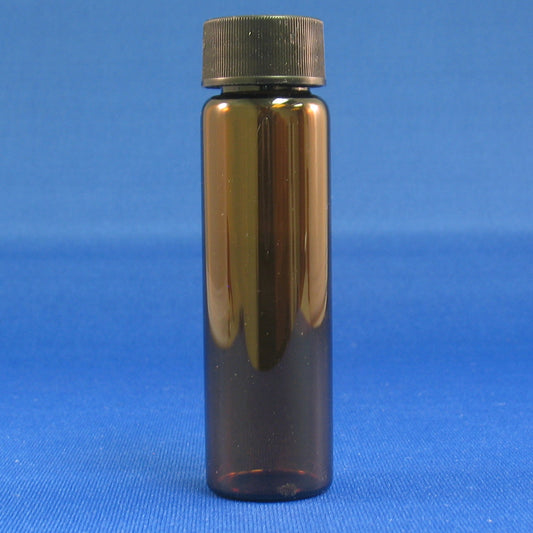 Vial, Screw Thread, 11mL, 19X65mm Amber Glass, with 15-425 Solid Top Black PP Cap & PTFE/F217 Liner