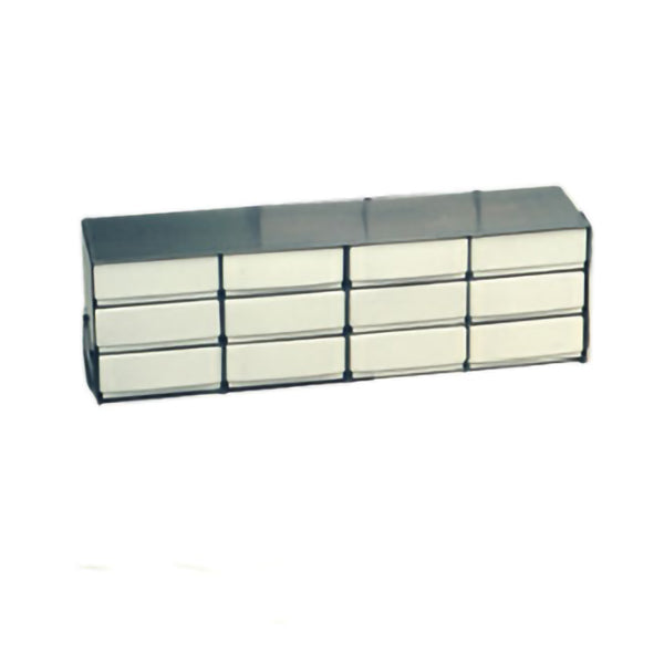 12-Place (4 Long x 3 High) Upright Freezer Rack For 2 In H Boxes, 21 5/8 In L x 5 1/2 In W x 6 5/8 In H, Stainless Steel