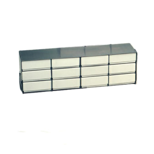 12-Place (4 Long x 3 High) Upright Freezer Rack For 2 In H Boxes, 21 5/8 In L x 5 1/2 In W x 6 5/8 In H, Stainless Steel
