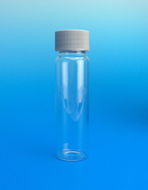Vial, TOC Certified, 40mL, Clear Glass, with 24-414 Grey PP Open Top Cap & 0.125" PTFE/ Silicone Septum, Cleaned & Certified