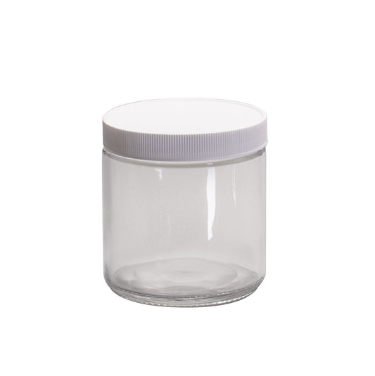 Precleaned & Certified - 16 oz, 500 mL, Short Wide Mouth Jar, 91x95 mm, 89-400 mm Thread, White Closure, PTFE Lined