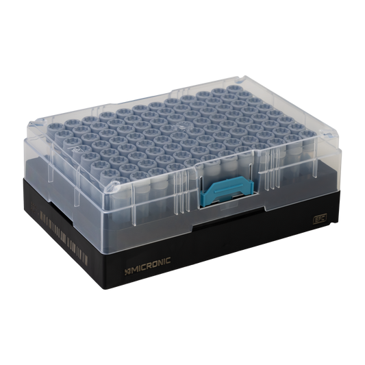 1.10ml Non coded Screw Cap tubes with Internal Thread V-bottom in Micronic EFC 96-3 Rack RM with cover (Barcoded A1-H1 side), 4 x 10 Racks
