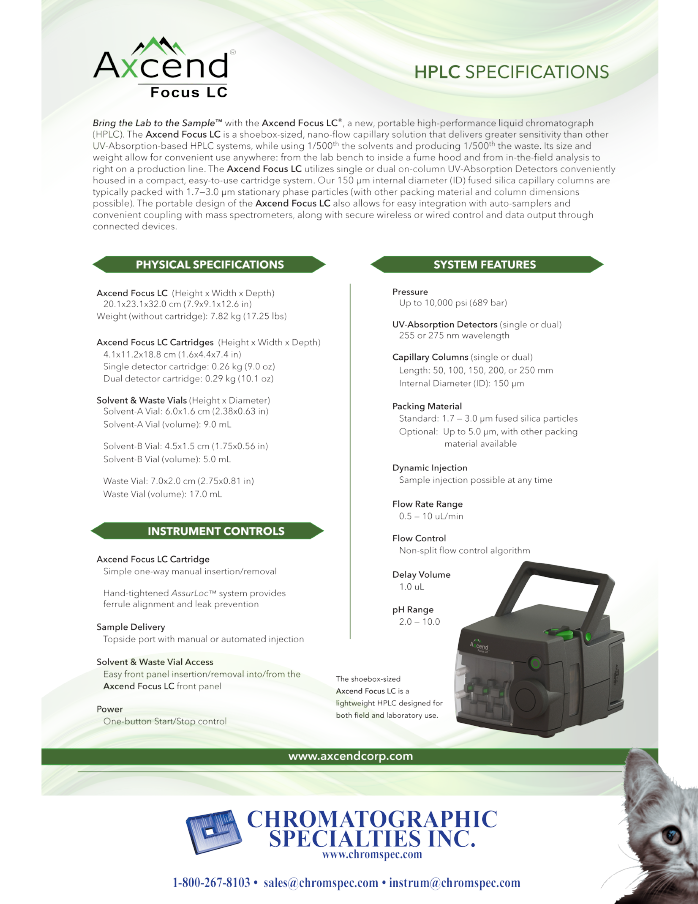 Axcend Focus LC Specifications