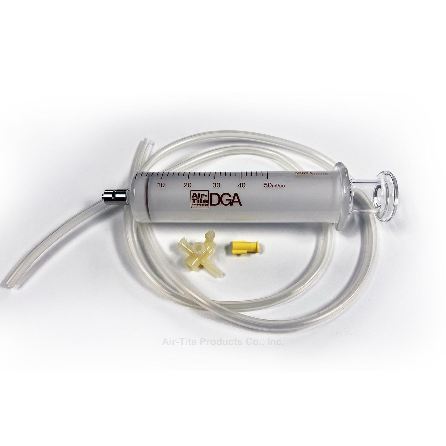 Image of AITDGA50LK - Air-Tite DGA Glass Syringe Kit, 50 mL, Metal Luer Lock, with Stopcock, Tubing and Cap