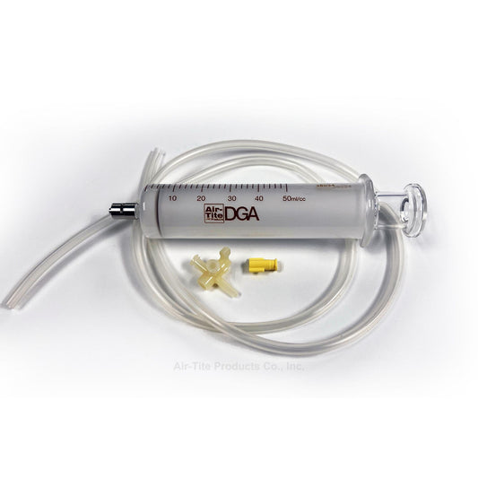 Air-Tite DGA Glass Syringe Kit, 50 mL, Metal Luer Lock, with Stopcock, Tubing and Cap