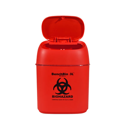 BenchBin 3L™ Benchtop Biohazard Bin with Spring Loaded Lid