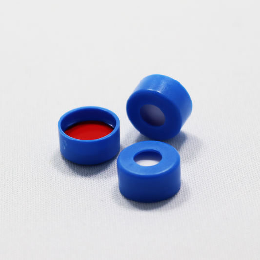 Snap Cap, CHROMSPEC 11 mm, Open Top, Blue, with 0.040" Red PTFE/White Easy Pierce Silicone Septum