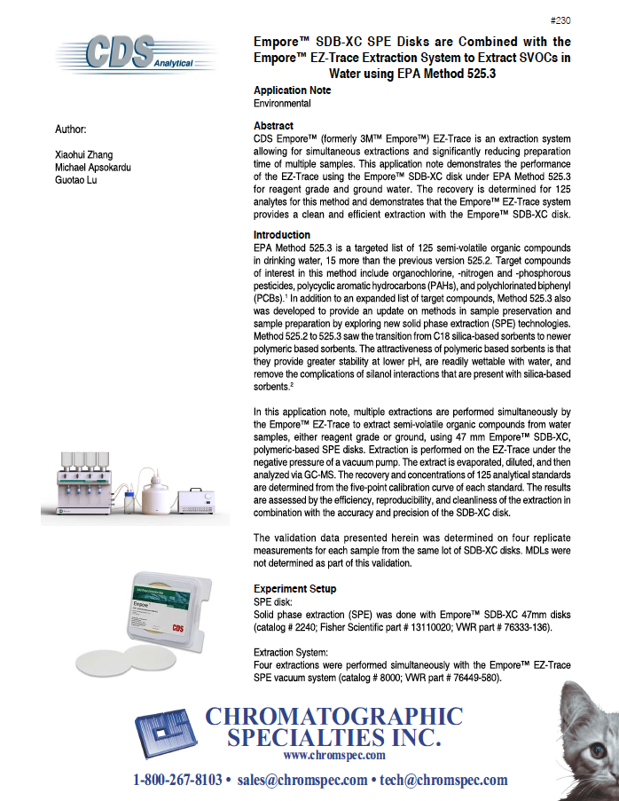 Empore SDB-XC SPE Disks for EPA Method 525.3