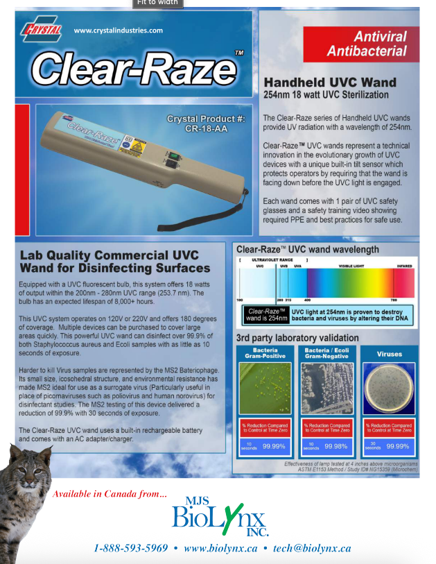 Clear-Raze - Antiviral/Antibacterial Handheld UVC Wand