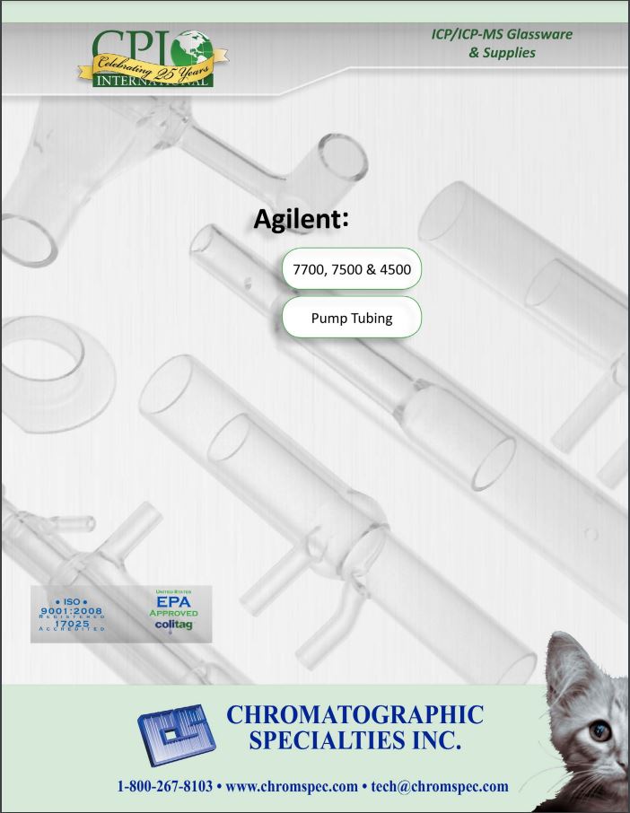 ICP/ICP-MS Glassware & Supplies - Agilent 7710, 7500 & 4500 Pump Tubing