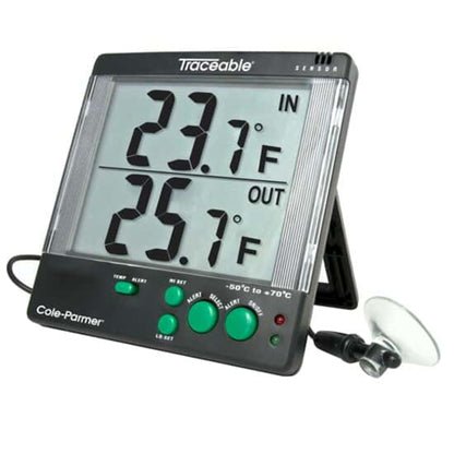 Traceable Big-Digit 4-Alarm Digital Thermometer, Celsius; 1 Bullet Probe, ea