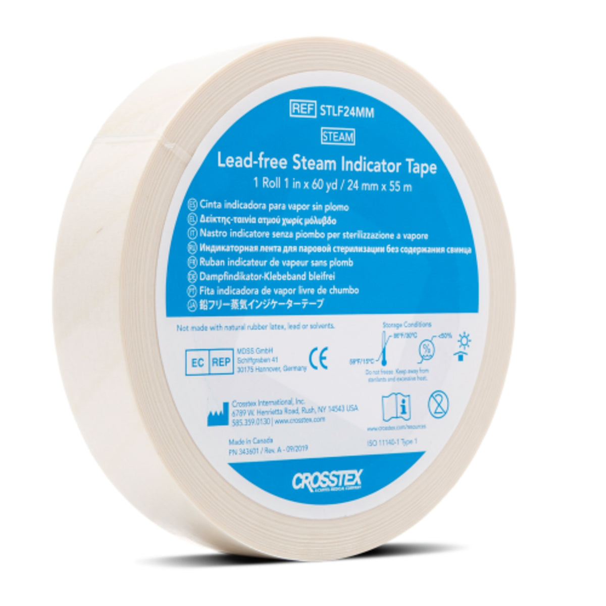Blue Steam Indicator Tape, 3/4" x 180' Roll, 24 Rolls per Case