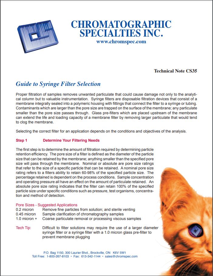 Guide to Syringe Filter Selection