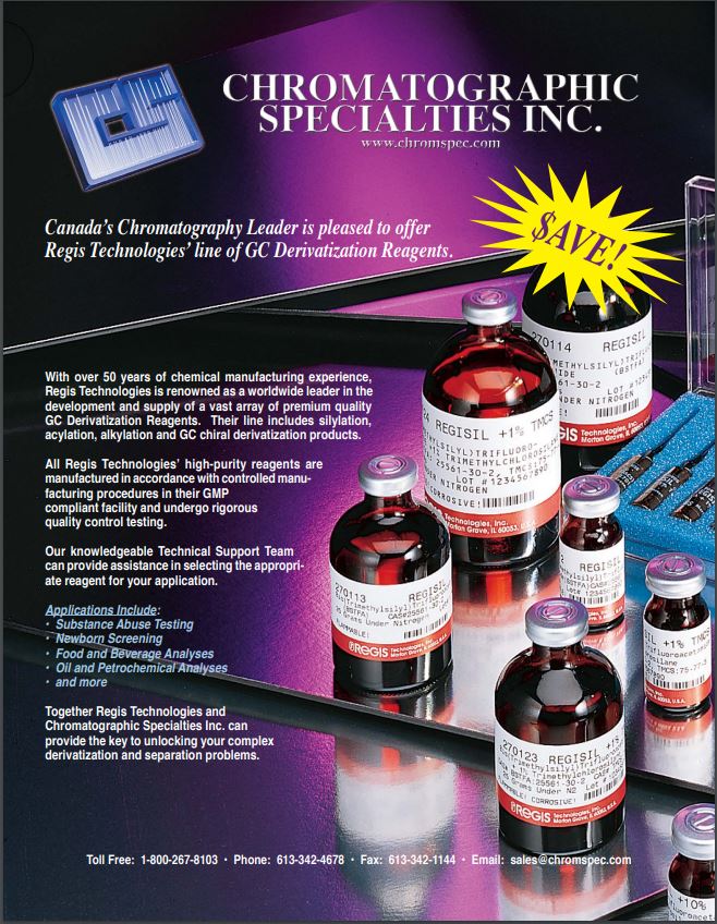 Regis Technologies Line of GC Derivatization Reagents