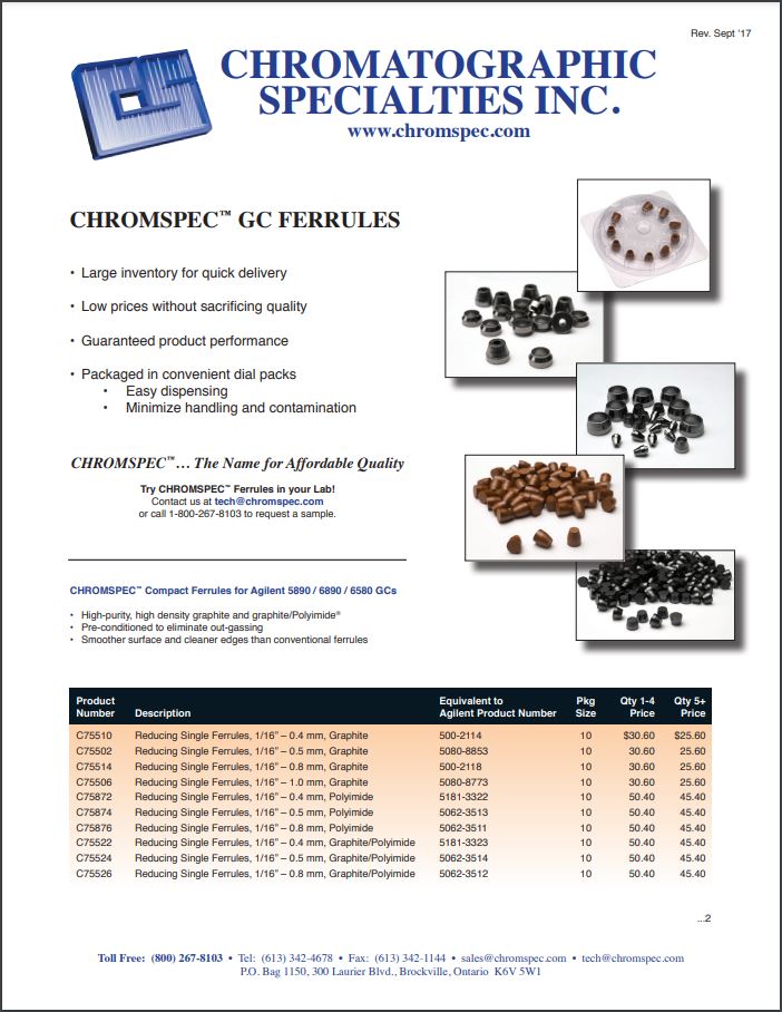 CHROMSPEC™ GC Ferrules