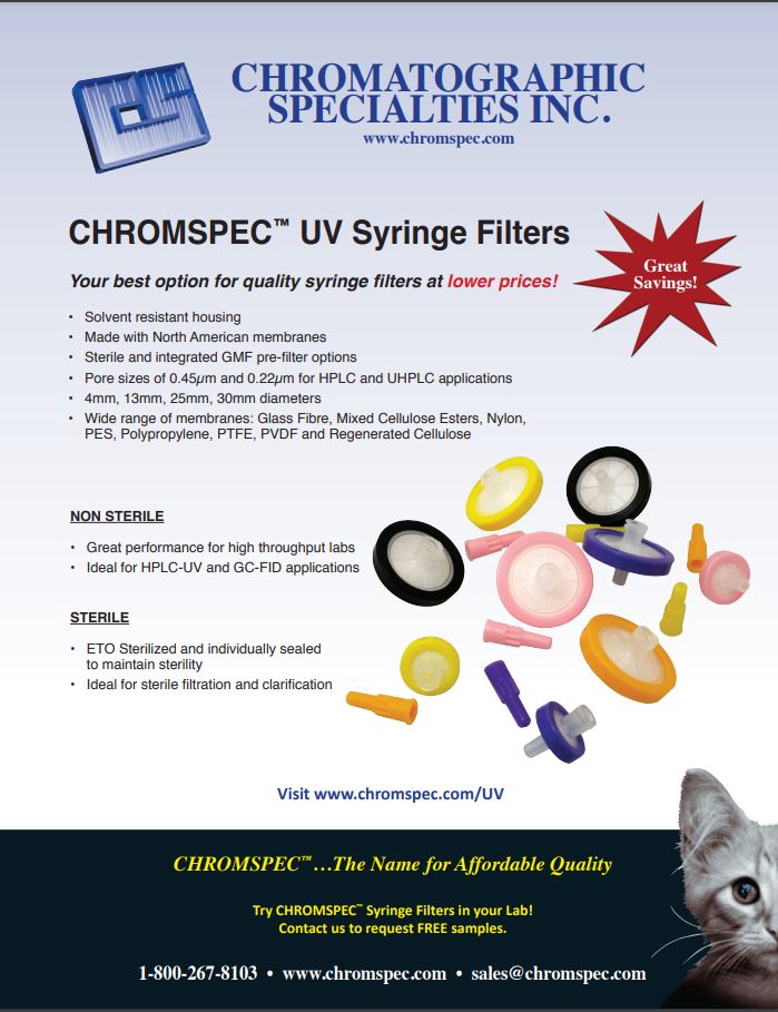 CHROMSPEC™ UV Syringe Filters - 4 page flyer