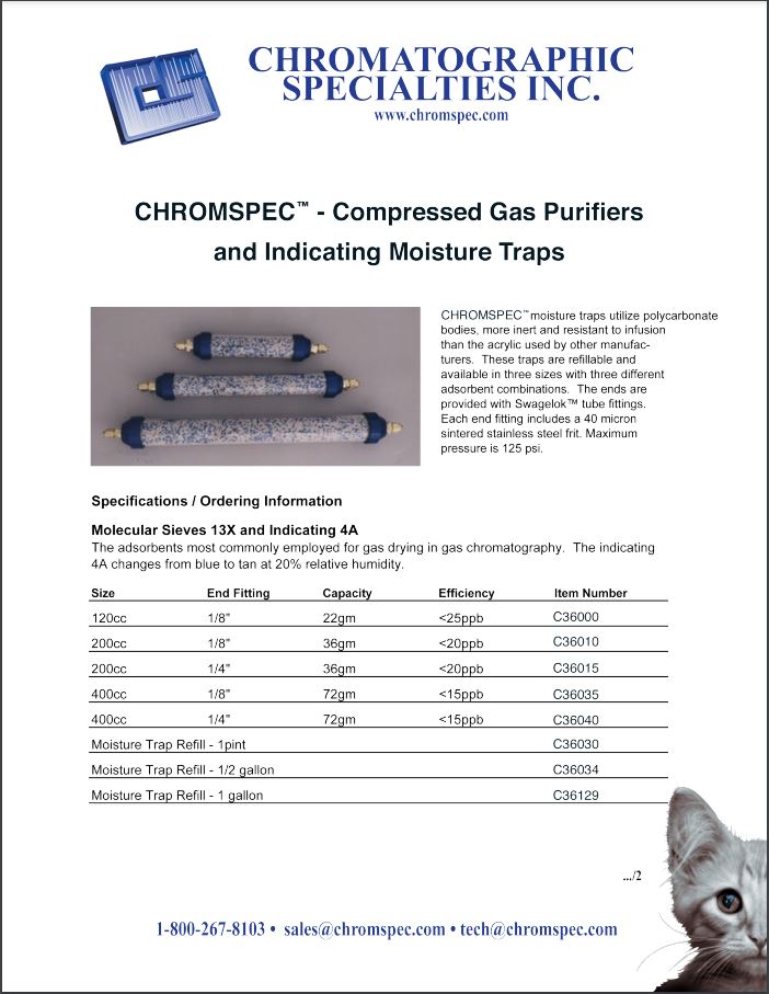 CHROMSPEC™ Compressed Gas Purifiers and Indicating Moisture Traps