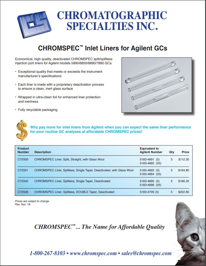 CHROMSPEC™ Inlet Liners for Agilent GCs