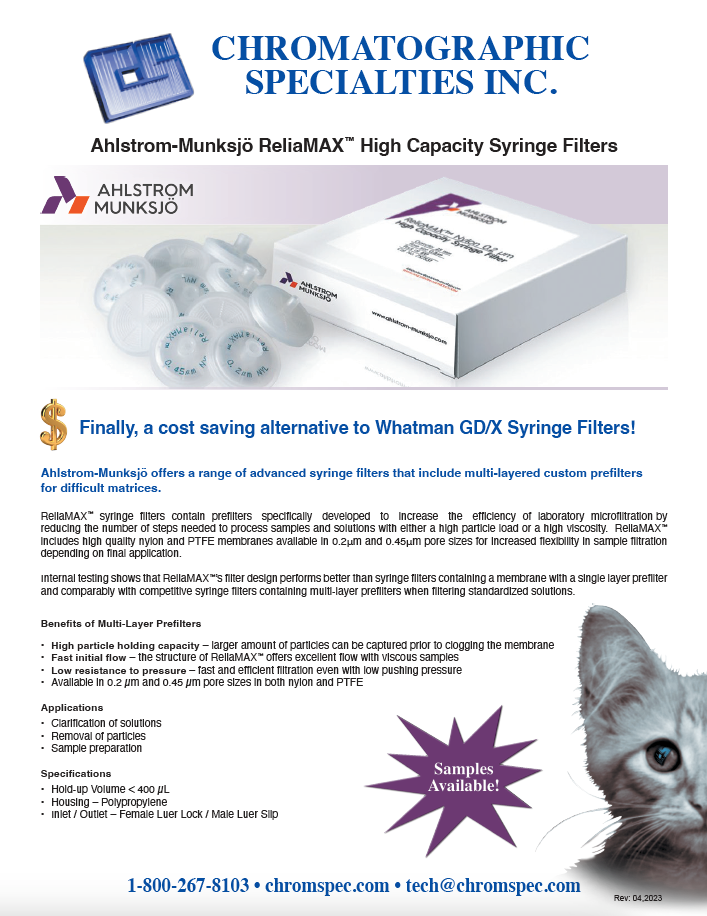 Ahlstrom Reliamax High Capacity Syringe Filters