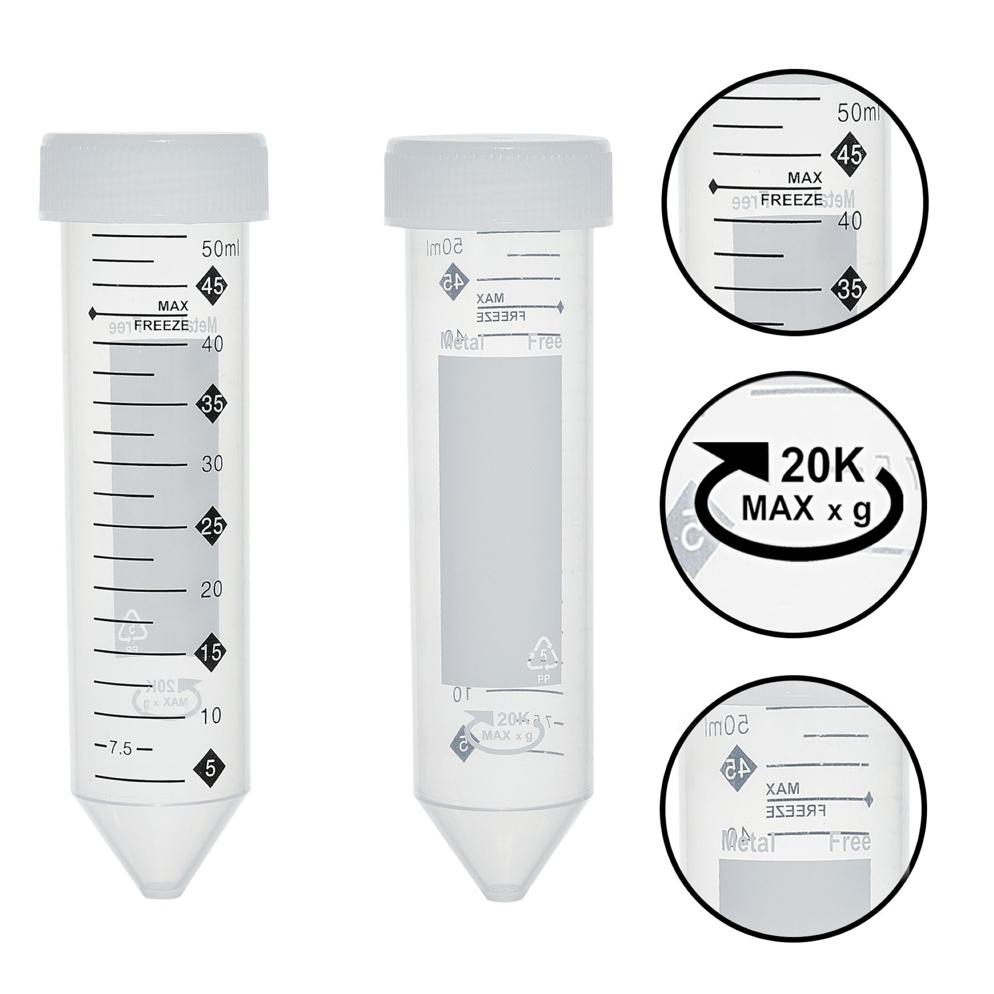 Image of CSC1166 - TotalPure Centrifuge Tubes, 50 mL, PP, Flat Screw Cap, Metal Free, Sterile, Hi-Viz Graduations, Individually Wrapped, 250/pk
