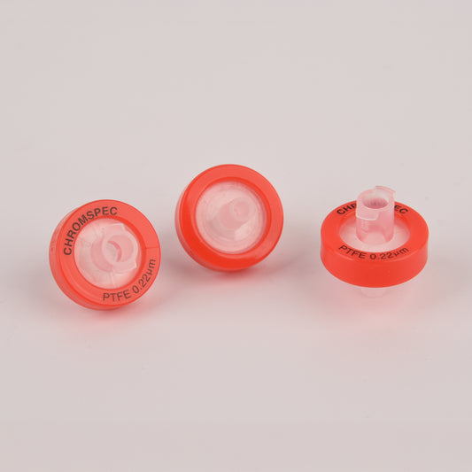 CHROMSPEC™ TestPlus Syringe Filters, 13 mm, Hydrophobic PTFE, 0.22 µm, Red, Female Luer Lok/Male Luer Slip, Non-cancellable, Non-returnable